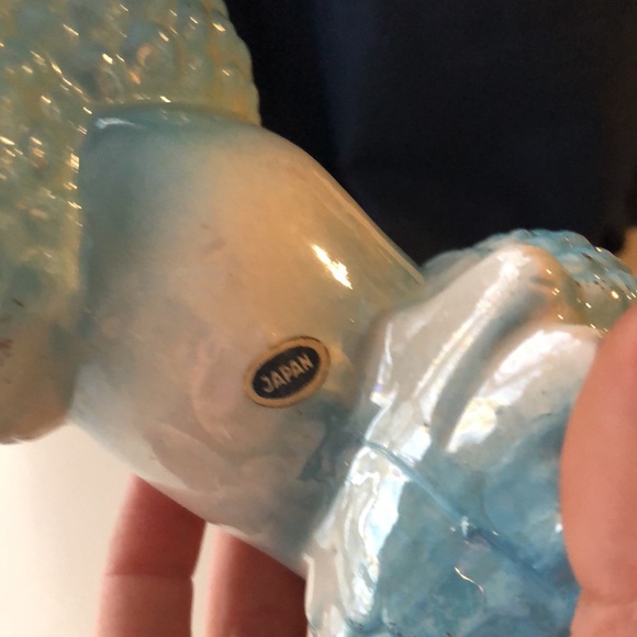 Ceramic Poodle Figurine Blue and Gold Accents - Picture 8 of 8